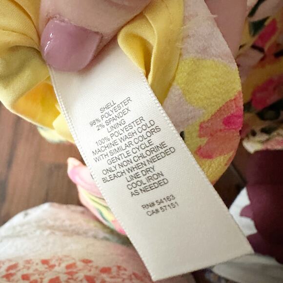 Eliza J. Yellow & Pink Floral Tie Back Mock Neck Mini Dress Women's Size 18W - Picture 11 of 14